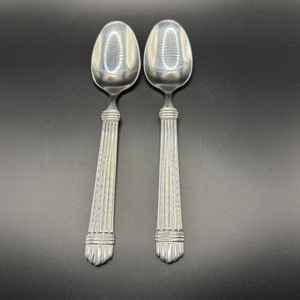 2 Wallace Silversmiths "Chardonnay"  Stainless Steel Flatware Place/ Soup Spoon